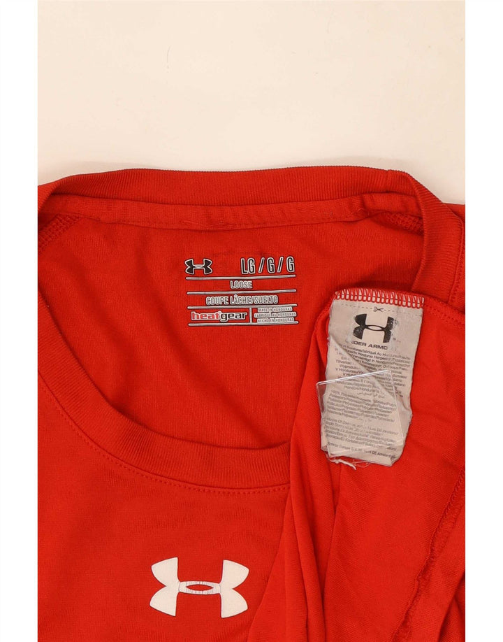 Męski T-shirt z grafiką Under Armour Heat Gear, duży, czerwony, poliestrowy