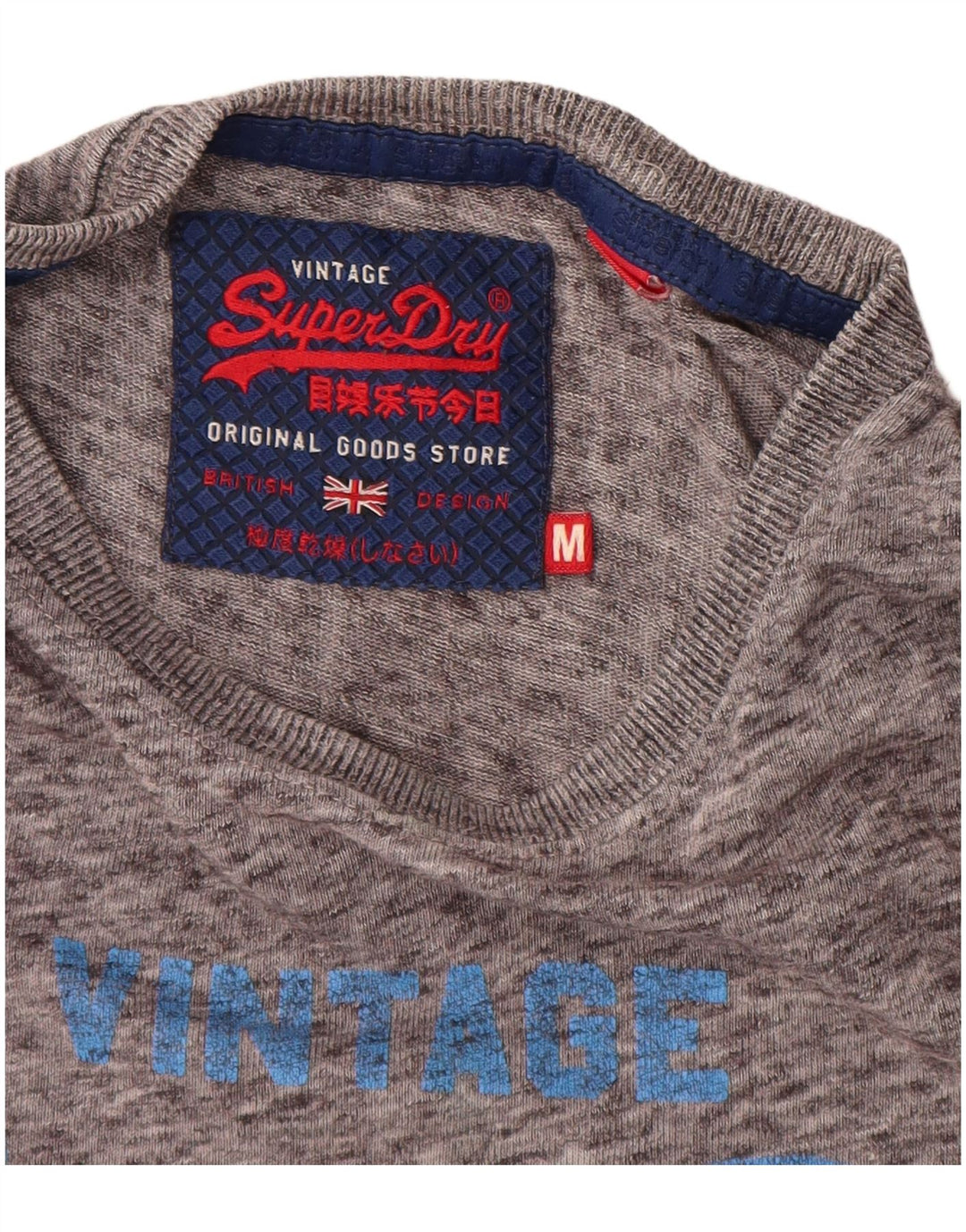 Męski T-shirt SUPERDRY z grafiką, średnioszary, bawełniany w cętki