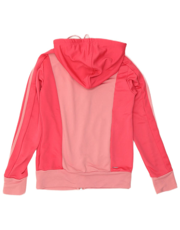 Damska bluza z kapturem i zamkiem błyskawicznym Adidas UK 8/10 Mały różowy poliester z blokami kolorów