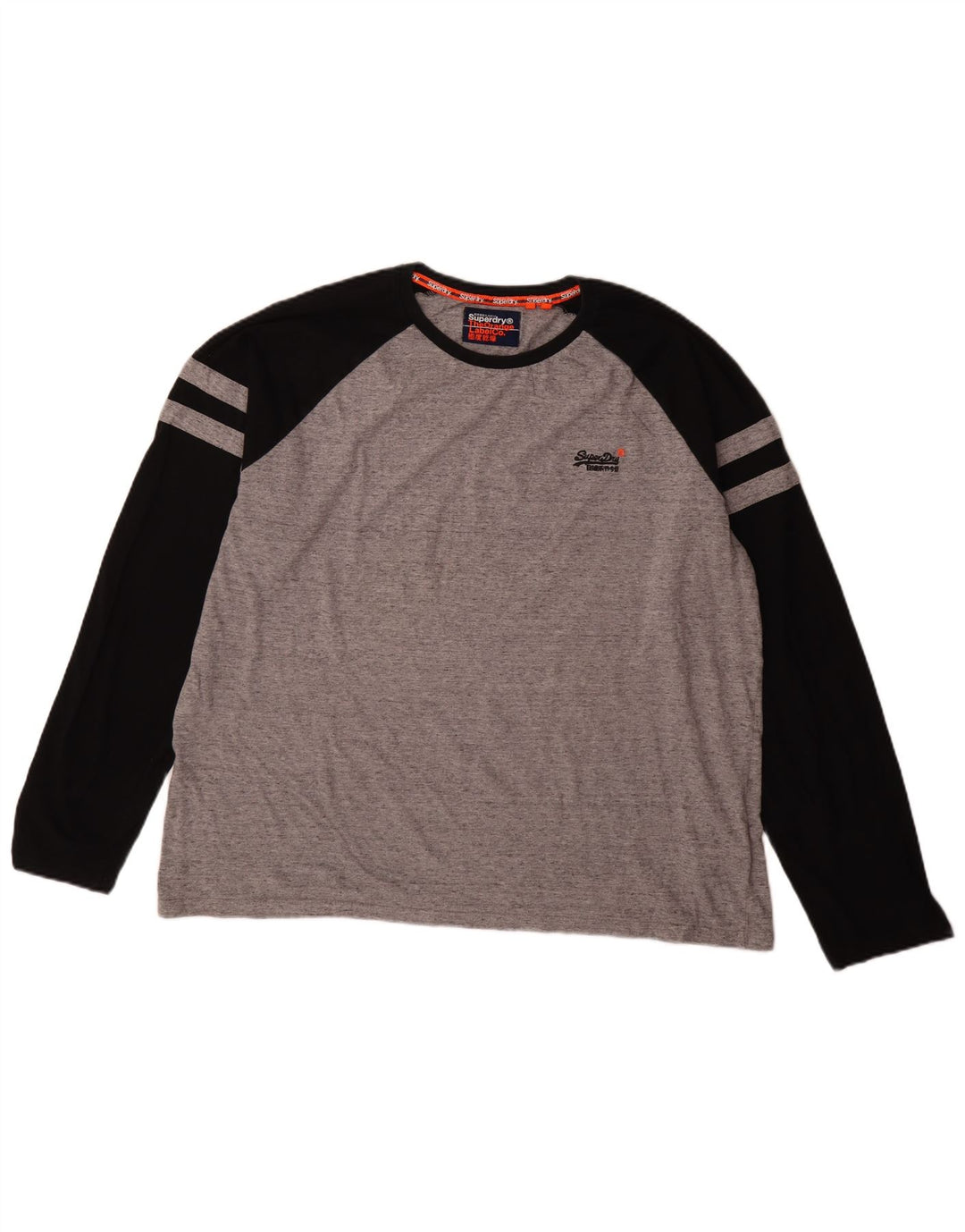 Męski top Superdry z długim rękawem 3XL, szara, bawełniana w bloki kolorów