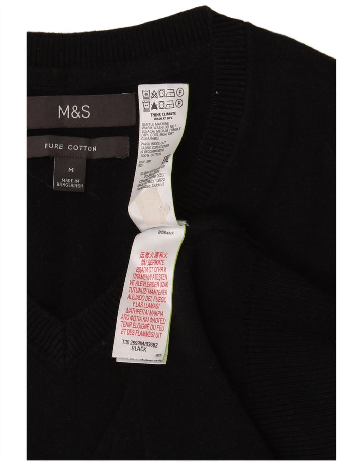 Marks & Spencer Męski podkoszulek z kamizelką, średni czarny, bawełniany