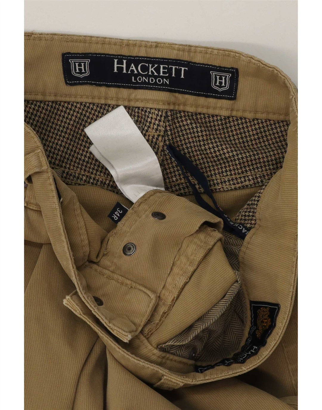 Męskie spodnie typu slim casual Hackett W34 L32 Khaki Cotton
