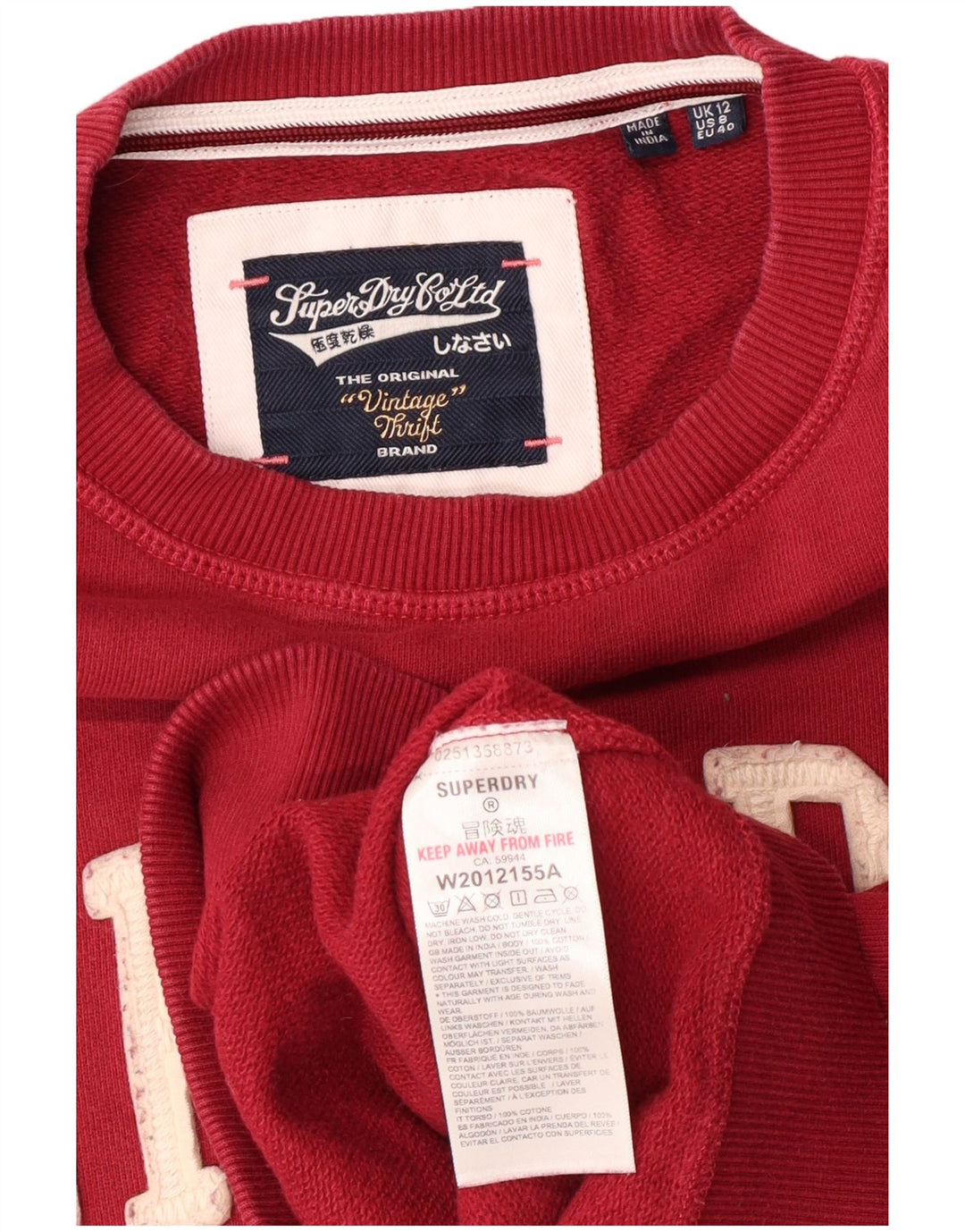 SUPERDRY Damski sweter oversize z grafiką UK 12, średni burgund