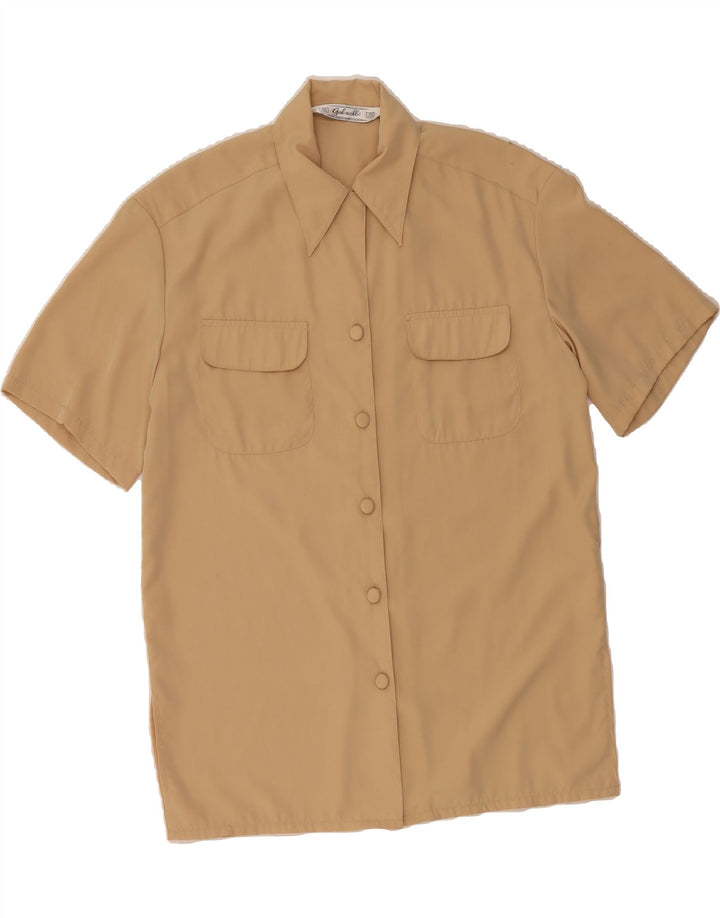 VINTAGE Womens Short Sleeve Shirt Blouse EU 38 Medium Beige Vintage Vintage and Second-Hand Vintage from Messina Hembry 