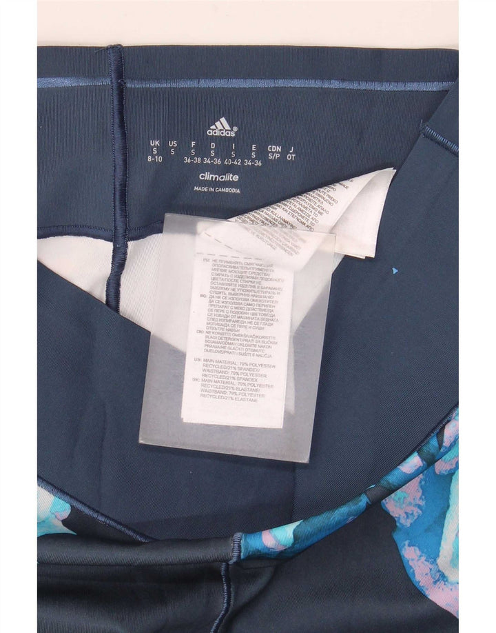 Damskie legginsy Adidas Climalite UK 8/10 Mały niebieski kwiatowy poliester