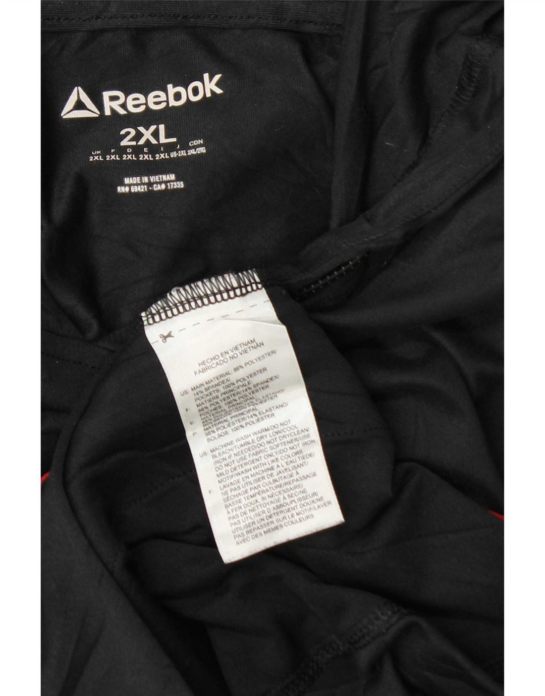 Męski sweter z kapturem Reebok z grafiką 2XL Czarny poliester z blokami kolorów