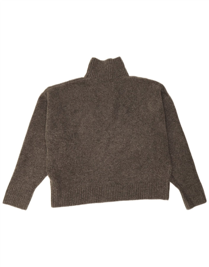 Damski sweter oversize Zara z wywijanym dekoltem UK 14, średni szary, nakrapiany