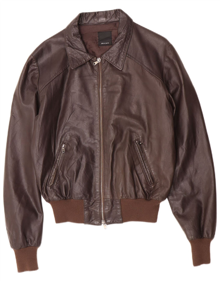 Vintage Mens Bomber Leather Jacket UK 38 Medium Brown Leather