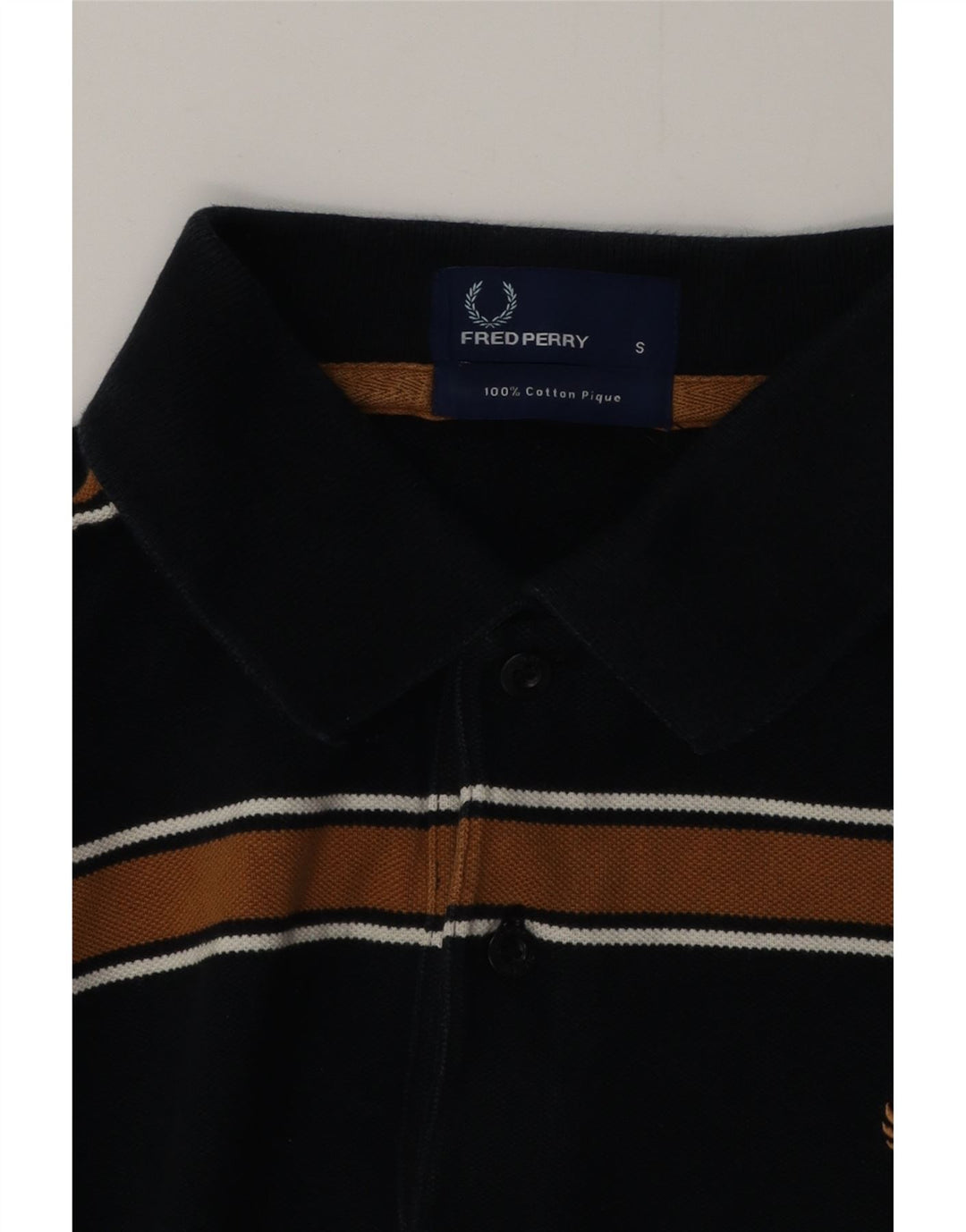Męska koszulka polo FRED PERRY, mała, czarna, bawełniana w paski