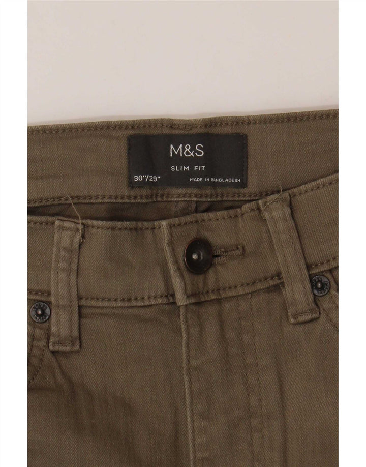 Marks & Spencer Męskie jeansy slim W30 L29, bawełna khaki