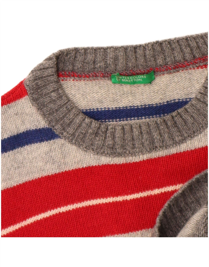 Chłopięcy sweter z okrągłym dekoltem Benetton 11-12 lat, wielokolorowe paski