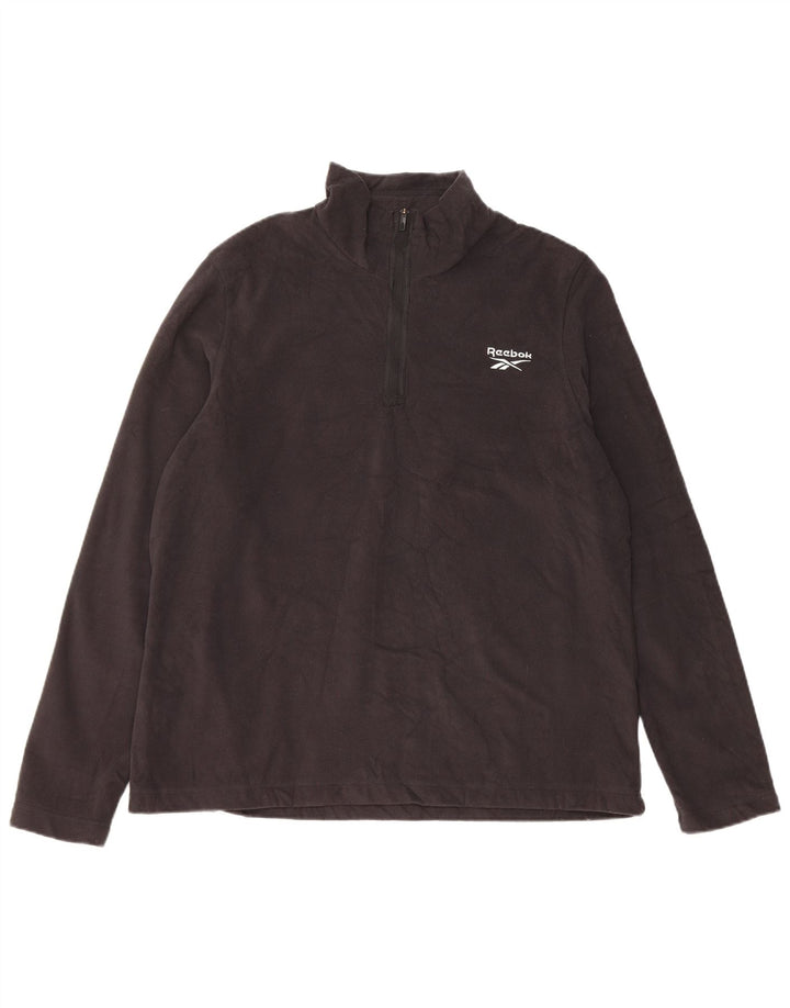 Męski sweter polarowy REEBOK XL, czarny, poliestrowy, zapinany na zamek