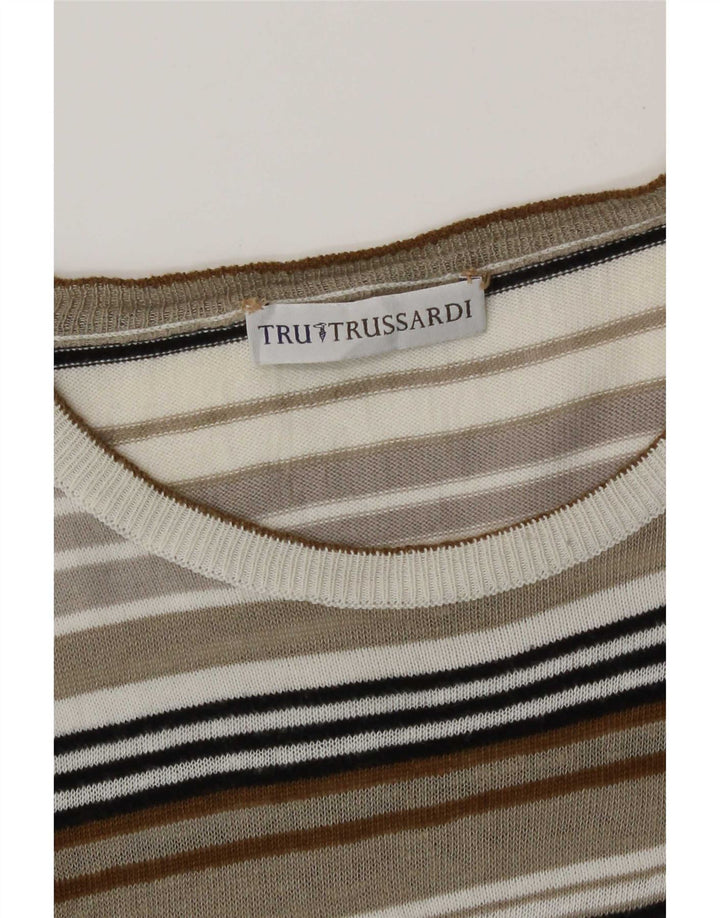 Trussardi Męski sweter z dekoltem w łódkę, średni, wielobarwny w paski