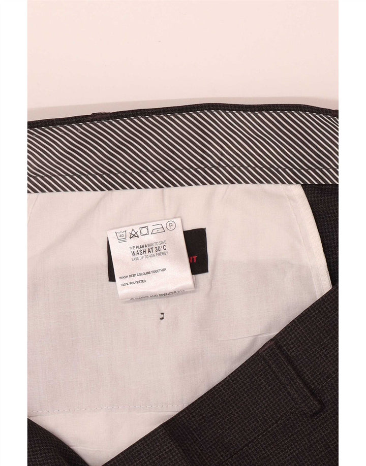 Marks & Spencer Męskie proste spodnie garniturowe W42 L29 Szare pepitkę