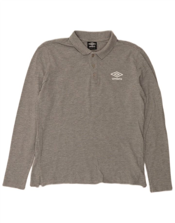 Męska koszulka polo z długim rękawem UMBRO, średnioszara, bawełniana