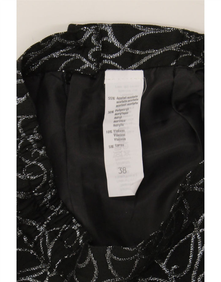 VINTAGE Womens Abstract Pattern Pencil Skirt IT 38 XS W26  Black Acetate Vintage Vintage and Second-Hand Vintage from Messina Hembry 
