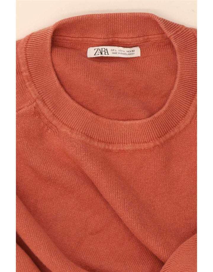 Męski sweter Zara z okrągłym dekoltem, duży, czerwony