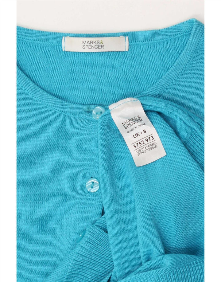 Marks & Spencer Damski sweter kardigan UK 8 Mały turkusowy akryl