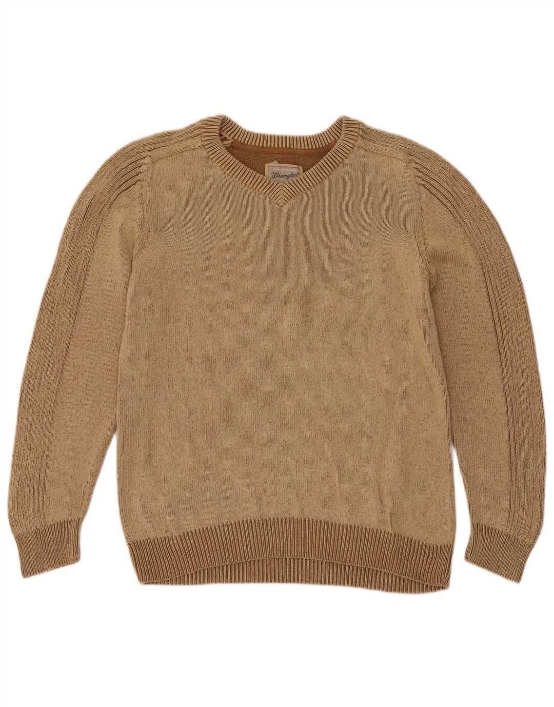 Męski sweter Wrangler z dekoltem w kształcie litery V, średniobrązowy, bawełniany