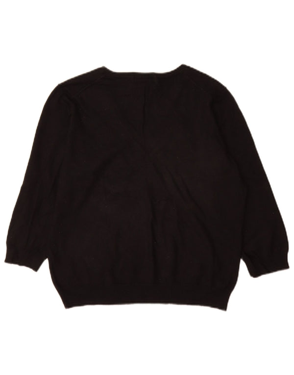 Marks & Spencer Damski sweter z 3/4 rękawami i dekoltem w kształcie litery V, UK 18 XL, czarny