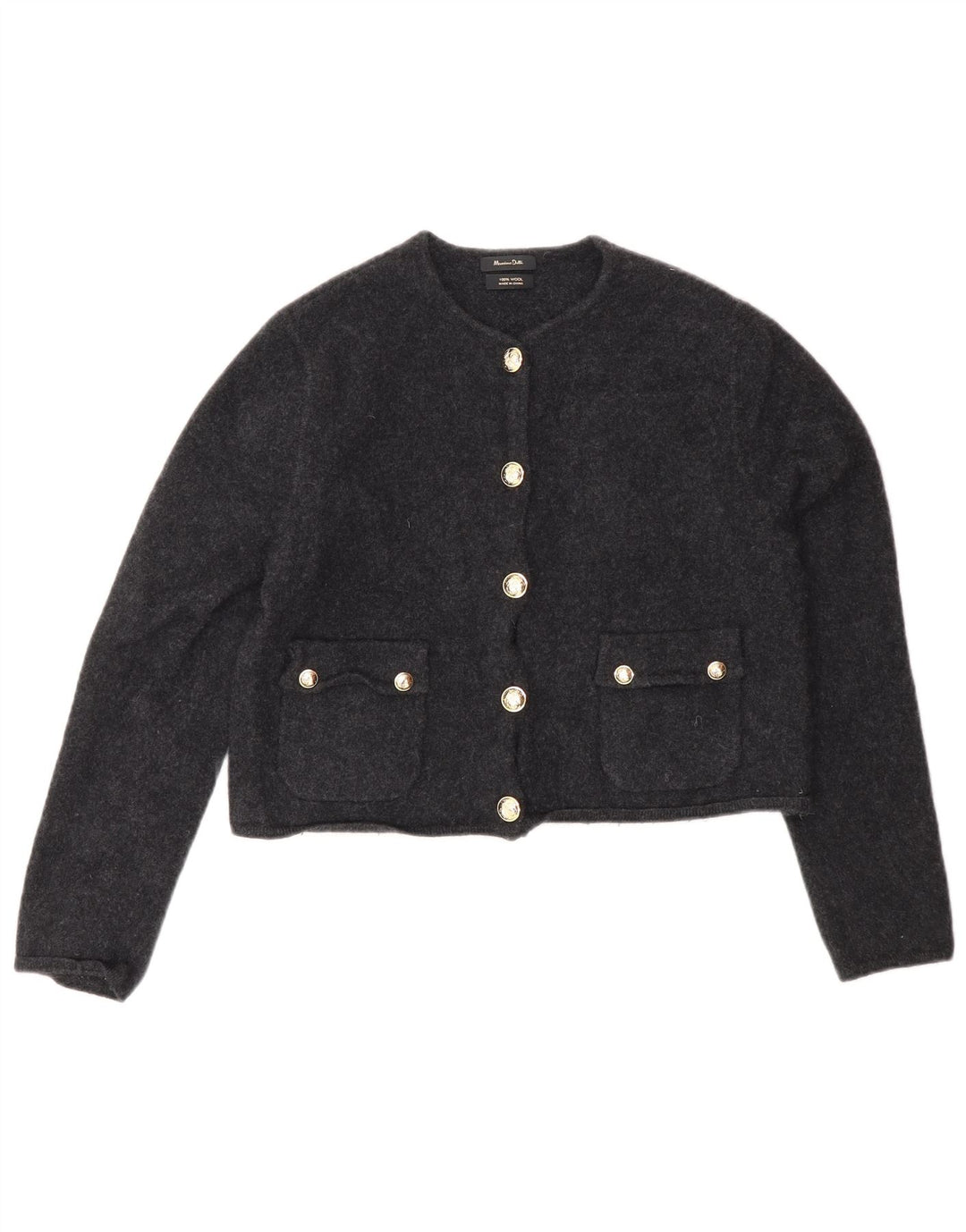 Sweter damski Massimo Dutti Crop Cardigan UK 12 Średni szary wełniany