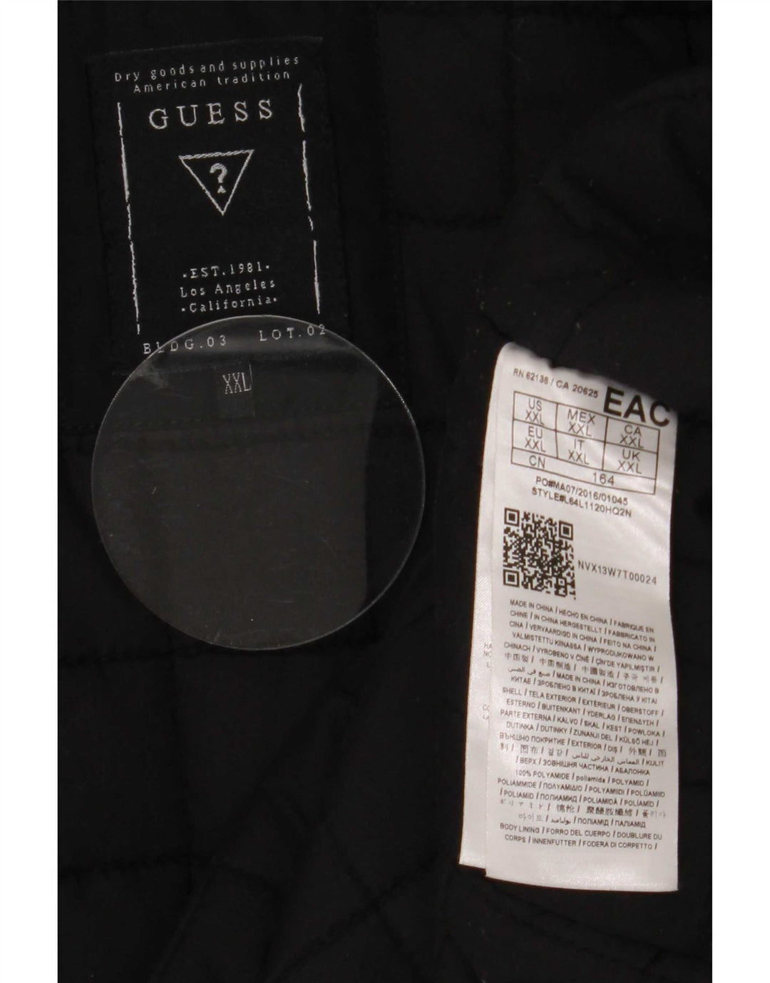 Chłopięca kurtka parka z kapturem Guess 13-14 lat 2XL, czarna, poliamid