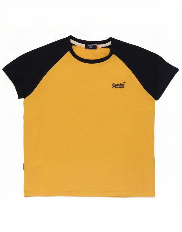 T-shirt męski Superdry, duży, żółty, bawełniany z blokami kolorów
