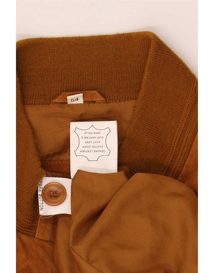 Vintage męska zamszowa kurtka bomber IT 54 2XL brązowa skóra