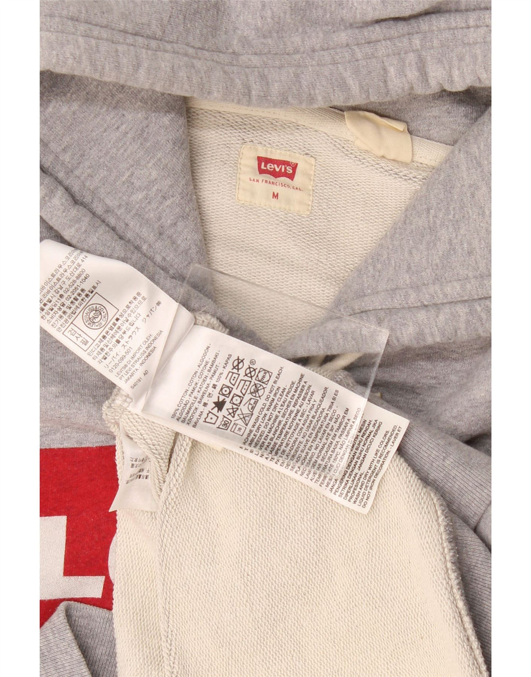 Męski sweter z kapturem i grafiką Levi's, średnioszary, bawełniany w cętki