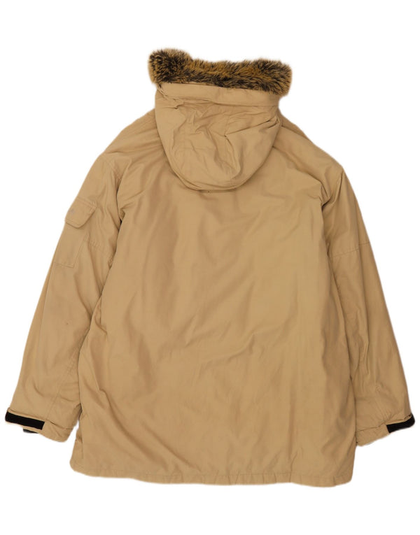Męska kurtka parka z kapturem Timberland UK 40, duża, beżowa, nylonowa