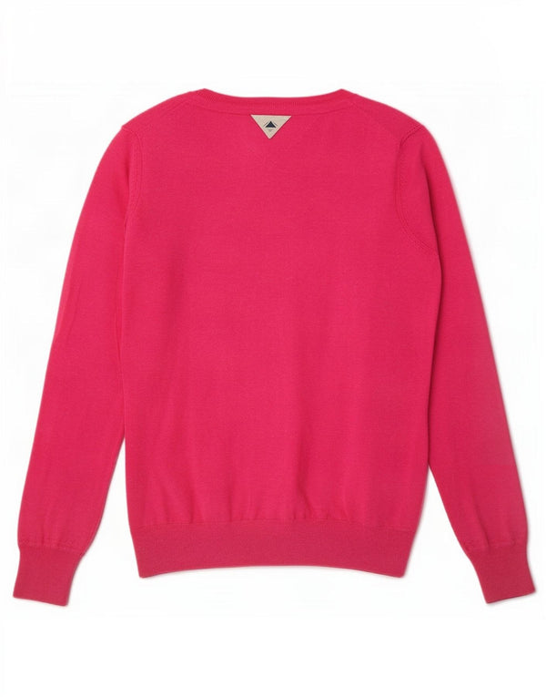 Sweter damski Tommy Hilfiger z dekoltem w kształcie litery V, UK 14, średni różowy bawełniany