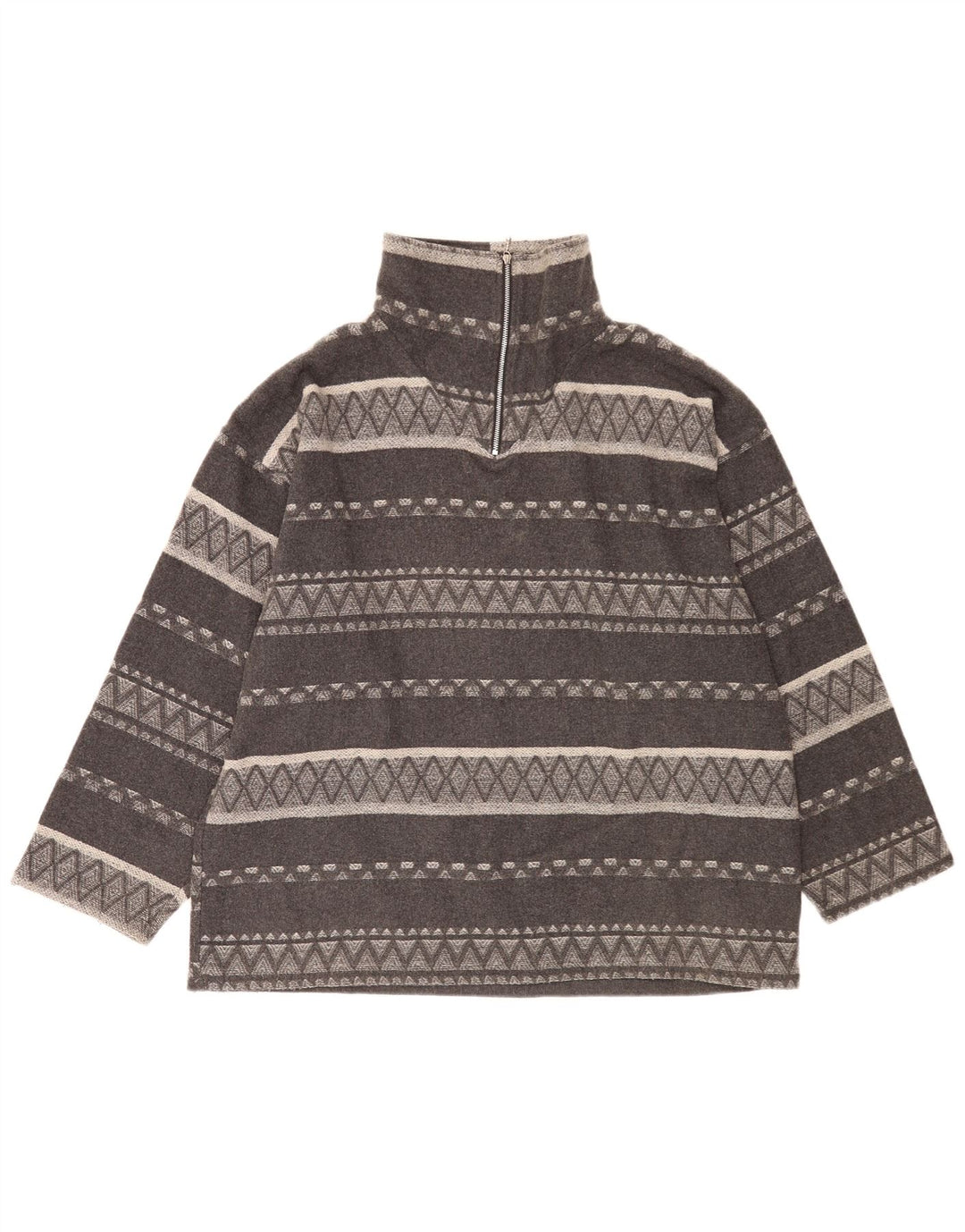 Męski sweter oversize Avanti z zamkiem błyskawicznym, średnioszary, geometryczny