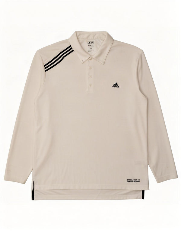 Adidas Męska koszulka polo Climalite z długim rękawem XL, biała, poliestrowa