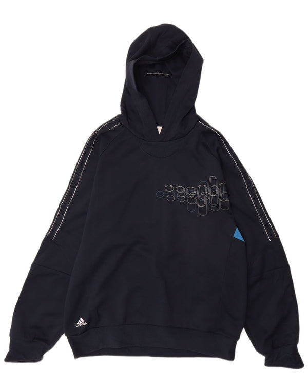 Adidas Męska bluza z kapturem Climalite UK 42/44 Duży granatowy blok kolorów