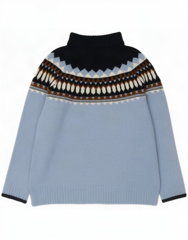 Marks & Spencer Damski sweter z golfem UK 14 Średni niebieski geometryczny