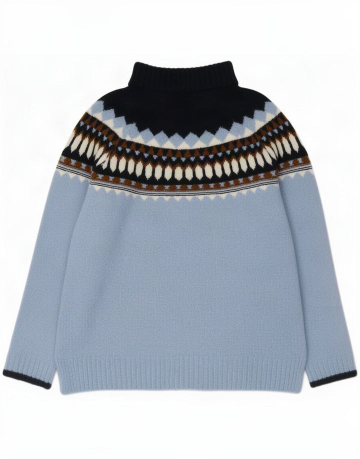 Marks & Spencer Damski sweter z golfem UK 14 Średni niebieski geometryczny