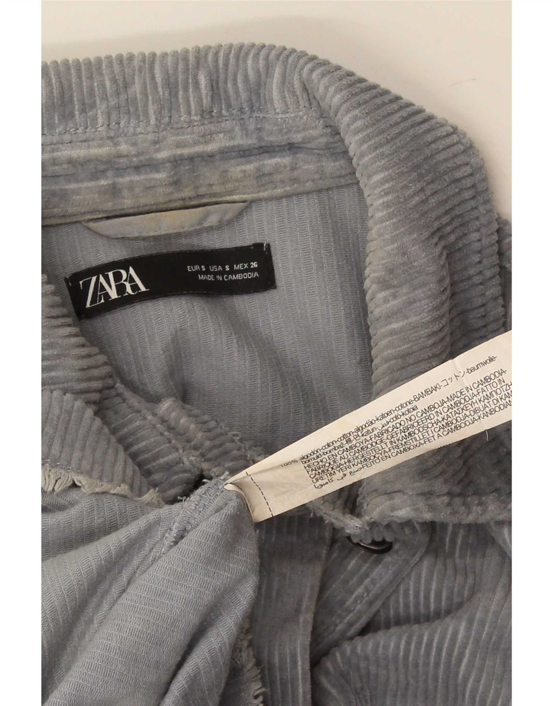 Damska oversize'owa kurtka sztruksowa Zara UK 10 Small, niebieska bawełna