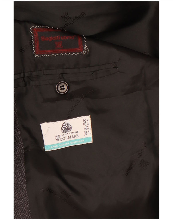 BIAGIOTTI Męska marynarka zapinana na 3 guziki UK 40, duża, szara wełna merynosów