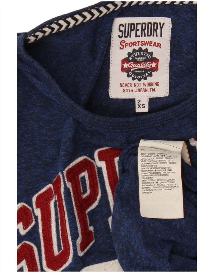 Damski top graficzny SUPERDRY z rękawem 3/4 UK 2 2XS granatowy poliester