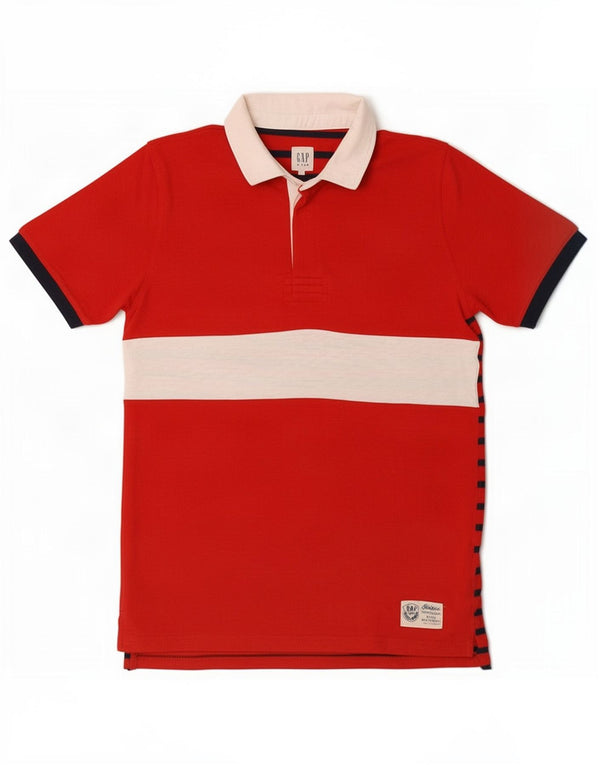 Chłopięca koszulka polo do rugby Gap, 13-14 lat, 2XL, czerwona, bawełniana w bloki kolorów