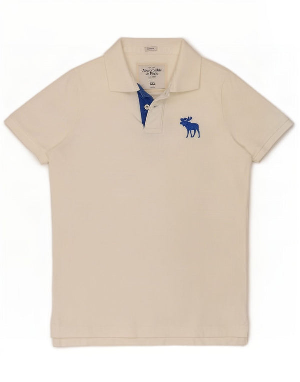 Męska koszulka polo Muscle Abercrombie & Fitch 2XL w kolorze złamanej bieli, bawełniana