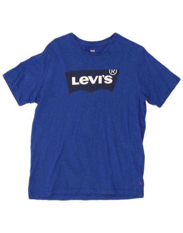 Damska koszulka z grafiką Levi's Top UK 14, średnia niebieska bawełna