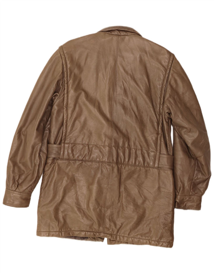 Męski płaszcz skórzany ROBRIK IT 48 Średni brąz