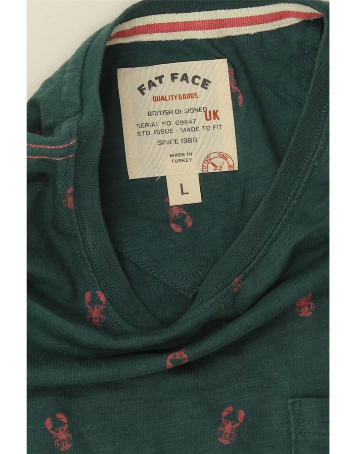 T-shirt męski Fat Face, duży, zielony, w kropki, bawełniany