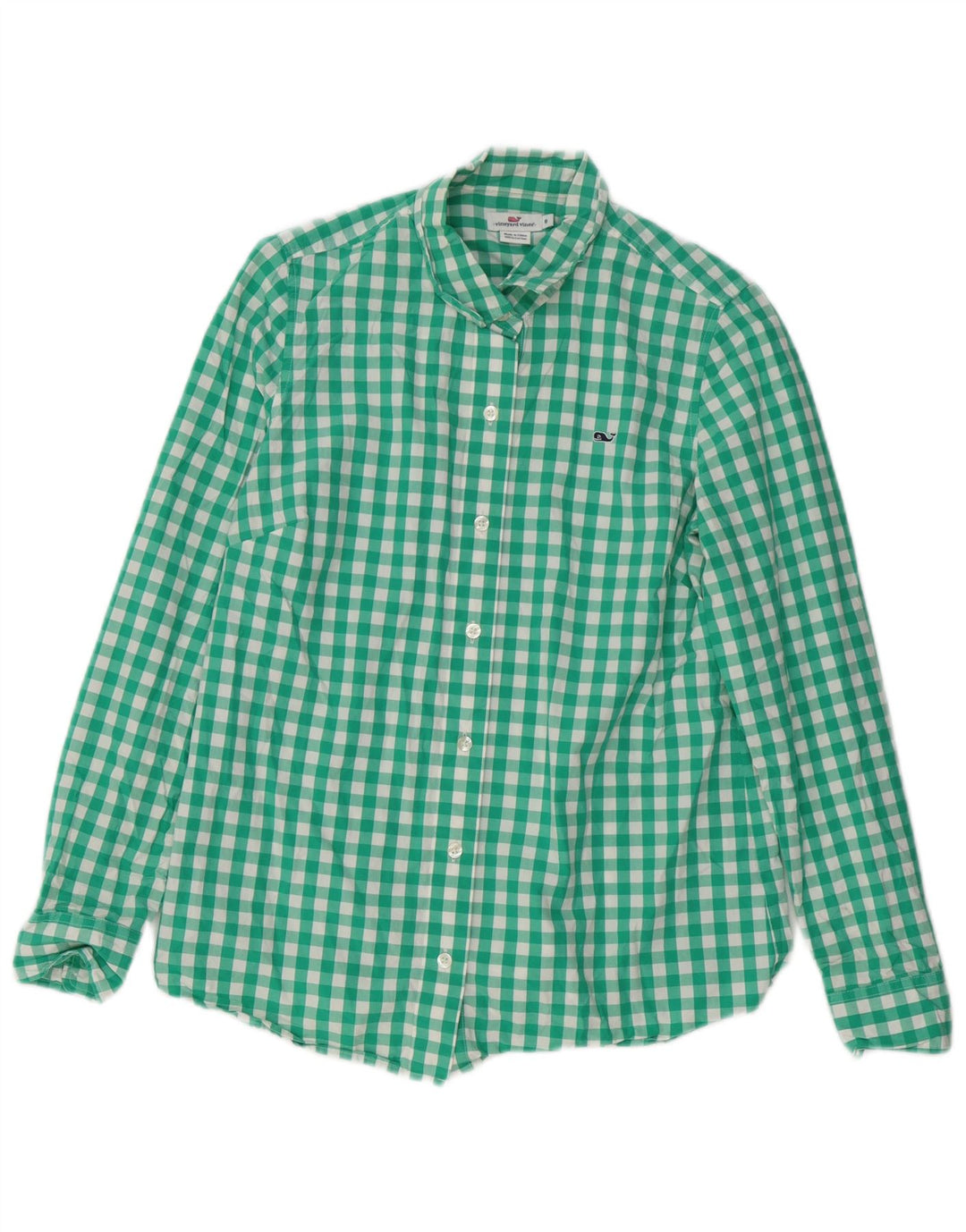 Koszula damska VINEYARD VINES US 6, bawełniana kratka w kolorze średnio zielonym