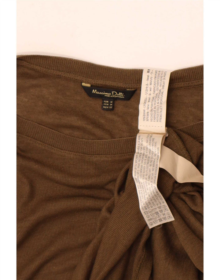 Damski sweter Massimo Dutti z dekoltem w łódkę UK 14 Medium Khaki Lyocell