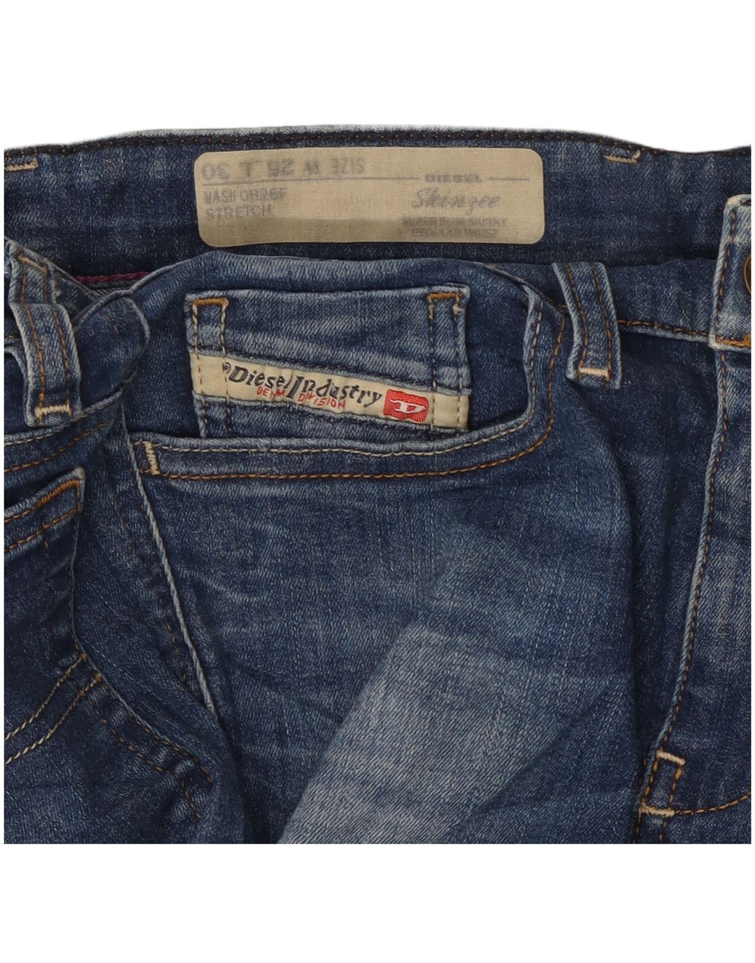 DIESEL Damskie jeansy Skinzee z niską talią, bardzo wąskie, obcisłe dżinsy W25 L27 niebieskie