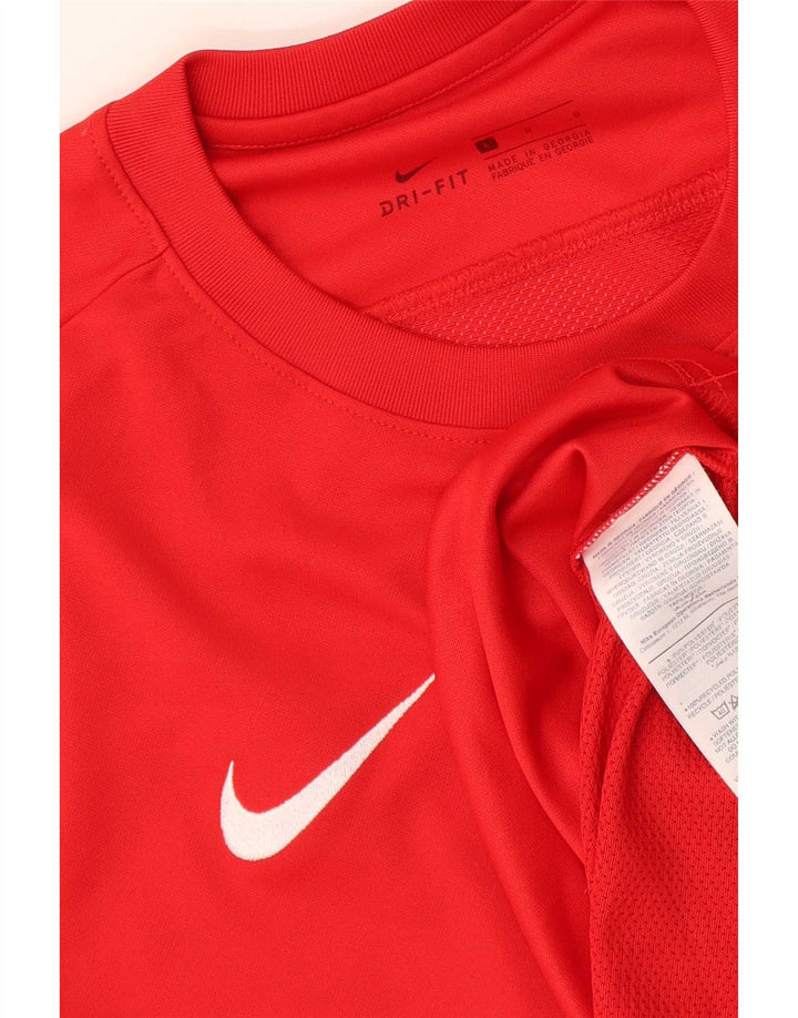 Męski T-shirt z grafiką Nike Dri Fit, duży, czerwony, poliester