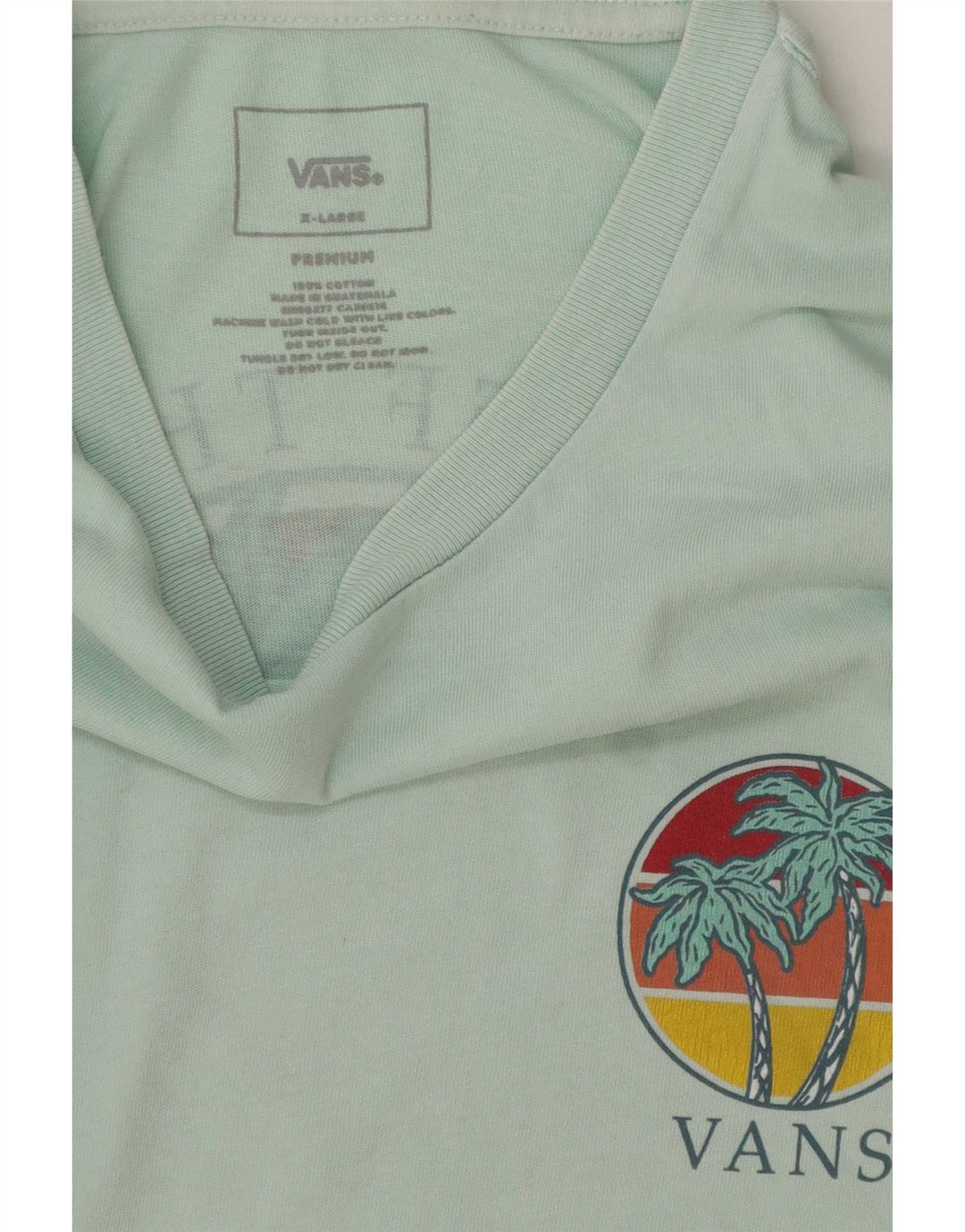 Męska koszulka z grafiką Vans, top XL, turkusowa, bawełniana