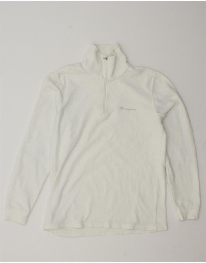 CHAMPION Womens Zip Neck Fleece Jumper UK 10 Small White Vintage Champion and Second-Hand Champion from Messina Hembry 